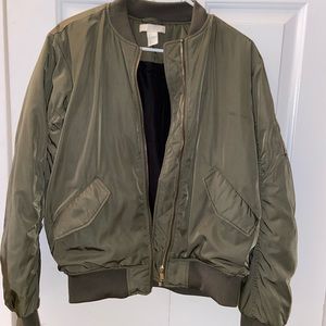 H&M Olive Green Bomber Jacket, Size US 4